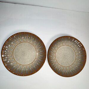 Lot of 2 Laurie Gates California Design Stoneware Brown 8"Salad Plate Very Nice